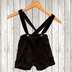 Vintage IMP Originals Black Velvet Suspender Shorts Kids 4T Made USA